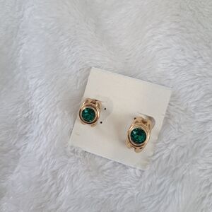 Elegant Gold and Green Stud Earrings